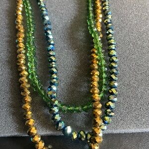 Elegant Green and Gold Beaded Necklace